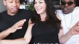 Vulgar cougar with huge natural melons smashed by ebony studs
