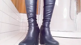 High porn video – ハイヒールロングブーツでオナニーと足こきこき　日本人　素人　個人撮影　japanese Amateur High Heels ブーツ Boots
