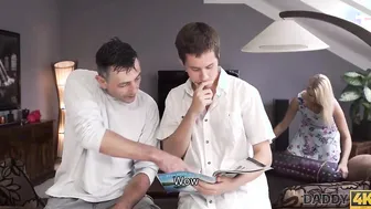 DADDY4K. Chesty gal pleases her needs using mature penis of