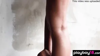 All natural big boobed dark haired Hottie Madison Walker stripping and pose