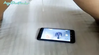 Angel Fowler with Camera Shooting her own Leaking Cum Wet Twat after being Creampied