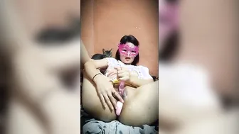 Babycats double vibrator fun time. Soak and gaped little holes.