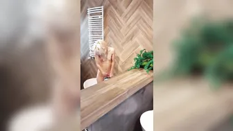 Freaky barely legal masturbates inside the toilet