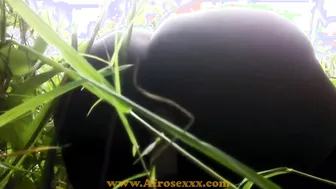Native Black Toy Masturbating into the Jungle