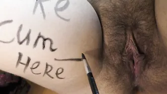Bodywriting and cummed gang bang for bimbo Stepmom Roleplay