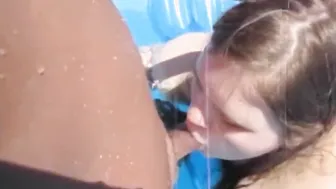 Tan Line Milf blows Son Cock  Drink His Cum