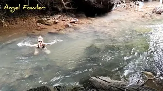 Angel Fowler taking Shower inside Mountains