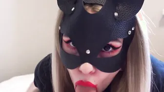 A LOT OF CUM INTO MY MOUTH I Suck with Red Lipstick and he Cum into my Mouth and on