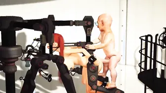 Sci-fi BONDAGE Red haired Cutie gagged women into cuffs getting boned rough