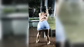 Hispanic blows her best friends penis into outside