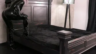 erotic curvy MILF into pvc catsuit