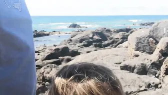 Exciting porn video – Exciting head inside outdoor with people on the beach