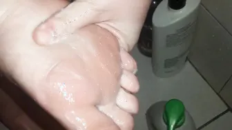 Soapy and Beauty Foot inside the Shower...