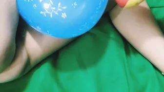 Bae Amateur Bimbo Enjoy Keeping Balloon under Butt having Fun