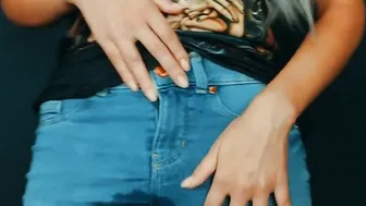 Peeing inside Blue Jeans