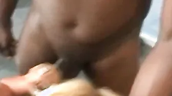 Cuckold cougar old blonde wifey with three younger studs