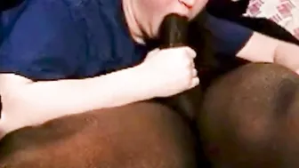 Succulent Samantha swallowing a african penis