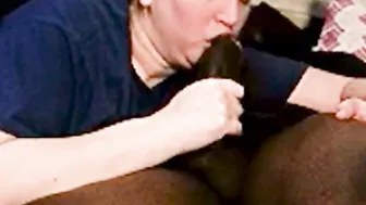 Succulent Samantha swallowing a african penis