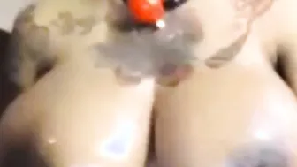 Big Titted pregnant african cunt with mouth