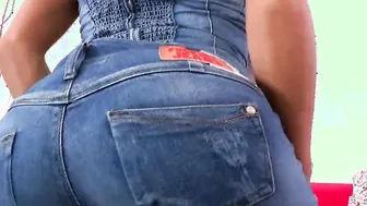 Blonde amateur bimbo inside whole denim outfit getting tight vagina ripped apart
