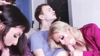 Lusty Stepmoms Decide to Tease and Boned Each Others Sons