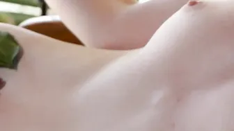 Beauty red head cougar Erna Ohara exposed her bushy snatch after Beauty striptease
