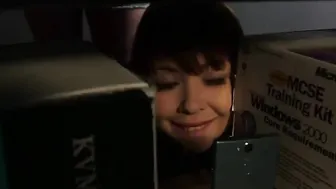 CFNM babes trick geeky tutor into library then suck his dick
