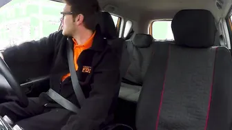 Fake Driving School beauty African Jai James with Big Melons