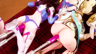 【MMD R-teenagers SEX DANCE】DOUBLE MASTURBATION MACHINE BOMBSHELL SEX ホットお尻 [MMD]