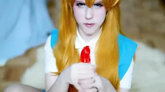 Spoiled Tsundere Asuka give point of view Hand Job – Evangelion Cosplay