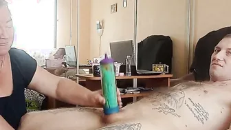 jerking off a dick helping me to cum