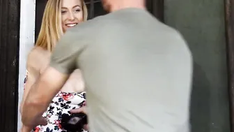 Blonde teenagers Alexa Grace flashes her tiny jugs to seduce moms boyfriend