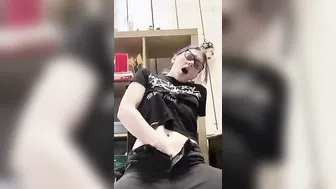 bimbos masturbating at work