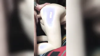 Doggie fucking into naked seamless tights