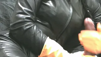 Smoking Ex-Wife inside Orange Pvc Gloves Milking me one