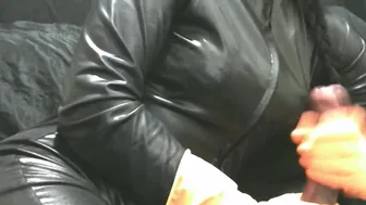 Smoking Ex-Wife inside Orange Pvc Gloves Milking me one