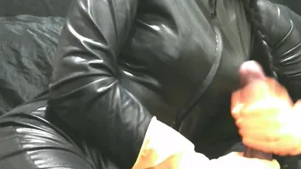Smoking Ex-Wife inside Orange Pvc Gloves Milking me one