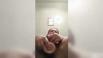 Gigantic tit Skank takes 9 inch dildo