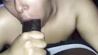 REDBONE BBW EATING big black cock