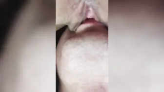 He licks her dripping and leaking snatch very close