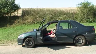 Hitchhiking Old Lady Rides his Freaky Penis Roadside