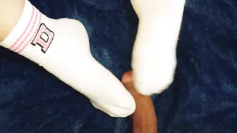 Curious Nymphet Blonde mom White Socks Making Out Devils Pedicure Bushy Vagina Toes Licking Cum Socks Sucking Off