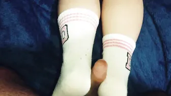 Curious Nymphet Blonde mom White Socks Making Out Devils Pedicure Bushy Vagina Toes Licking Cum Socks Sucking Off