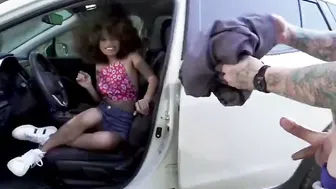 African teens with curly hair Cecilia Lion public doggy boned