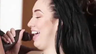 Dark Hair Aria ride a giant big black cock