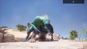 Wild Life / Scaly and Furry Bombshell Wolf cunt with mouth Fucks with Lizard
