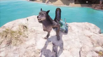 Wild Life / Scaly and Furry Bombshell Wolf cunt with mouth Fucks with Lizard