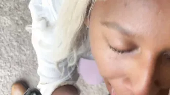 Perfect Blonde African Realtor Flirts and Blows on Camera