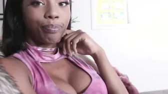 Big Tit black Sarah Banks bouncing on stepbros gigantic dong into
