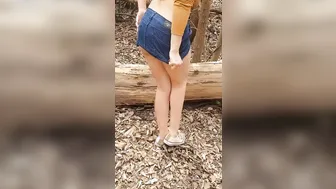 Blonde with Huge Boobies goes inside the Woods to Masturbate